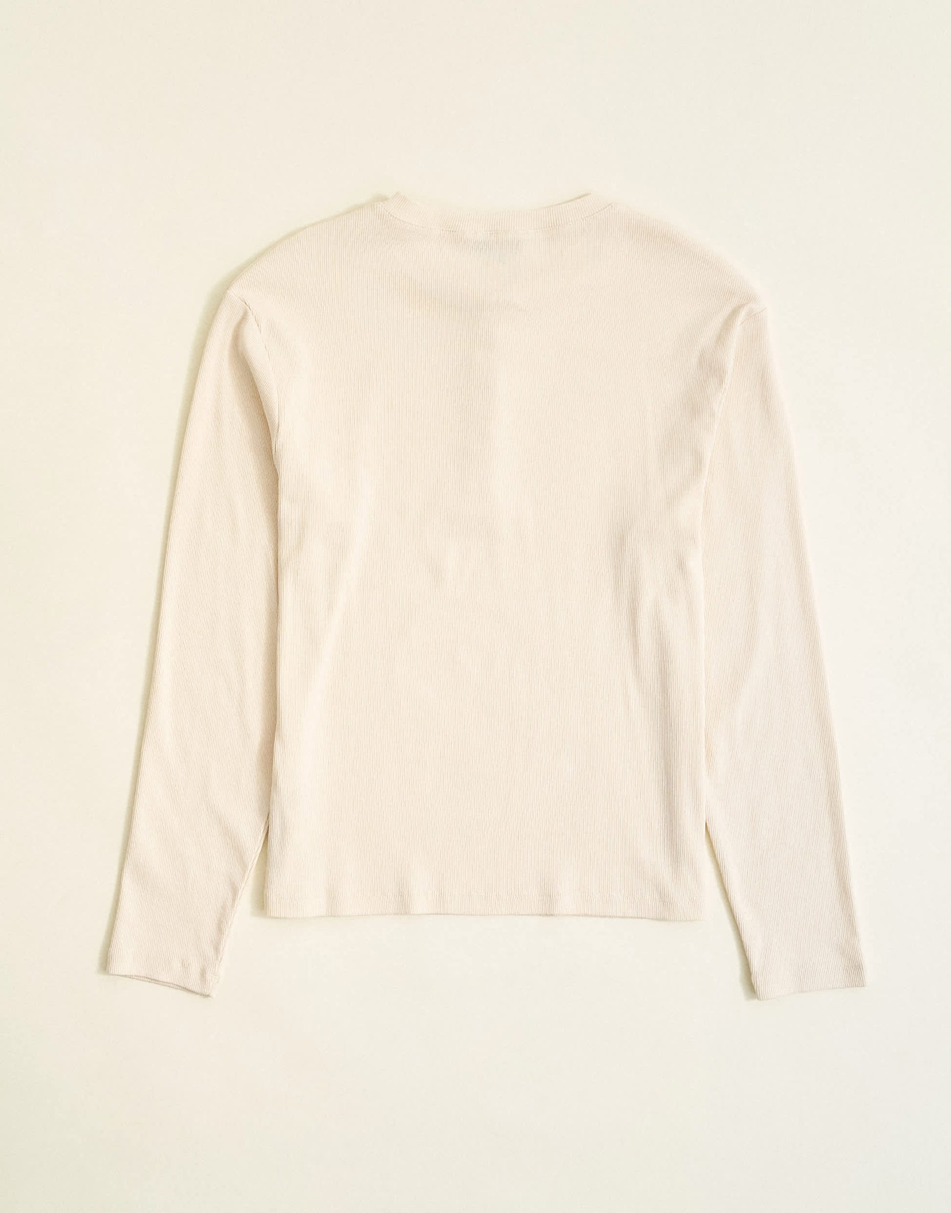 Topman slim fit long sleeve rib henley t-shirt in ecru