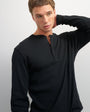 Topman slim fit long sleeve rib henley t-shirt in black