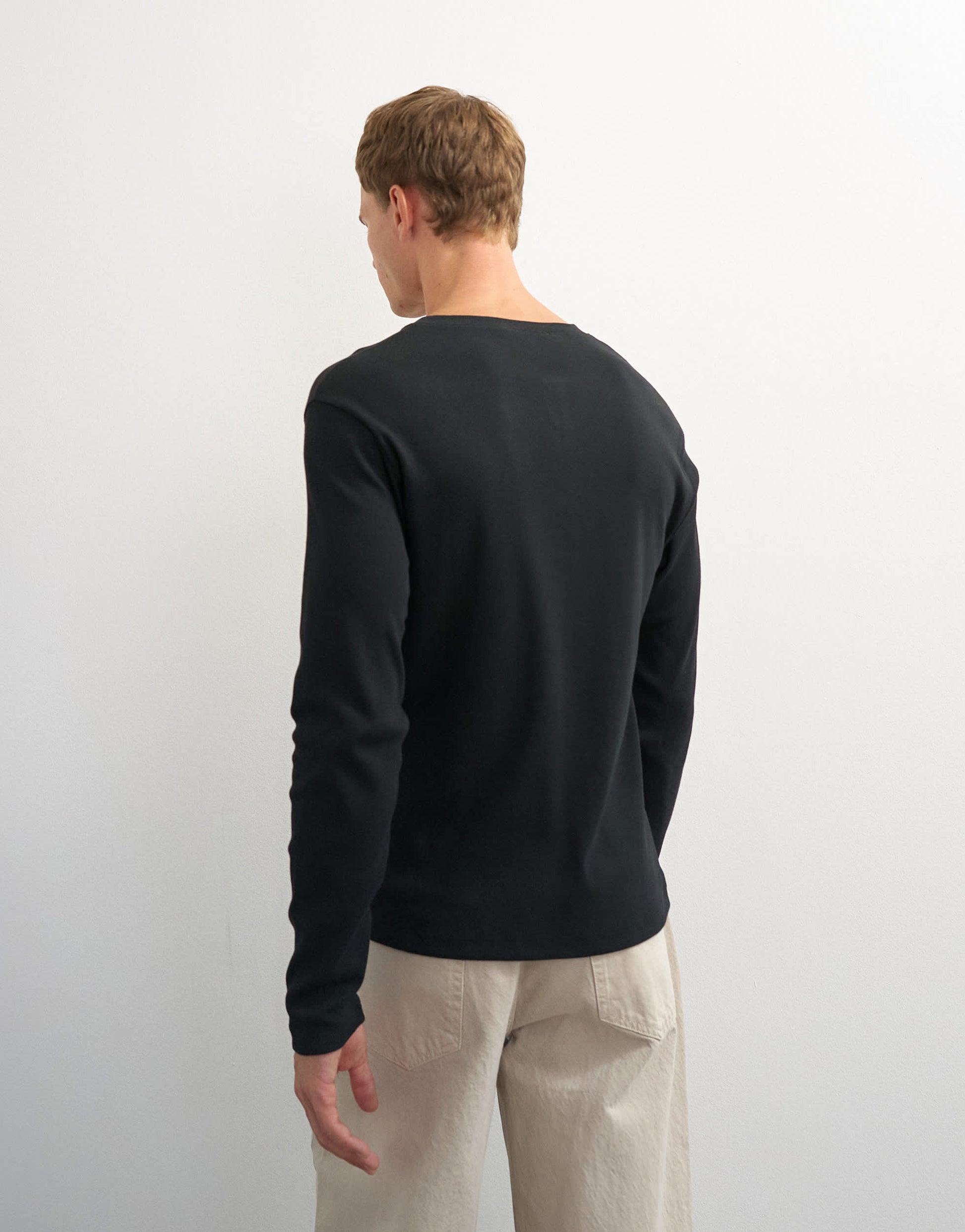 Topman slim fit long sleeve rib henley t-shirt in black