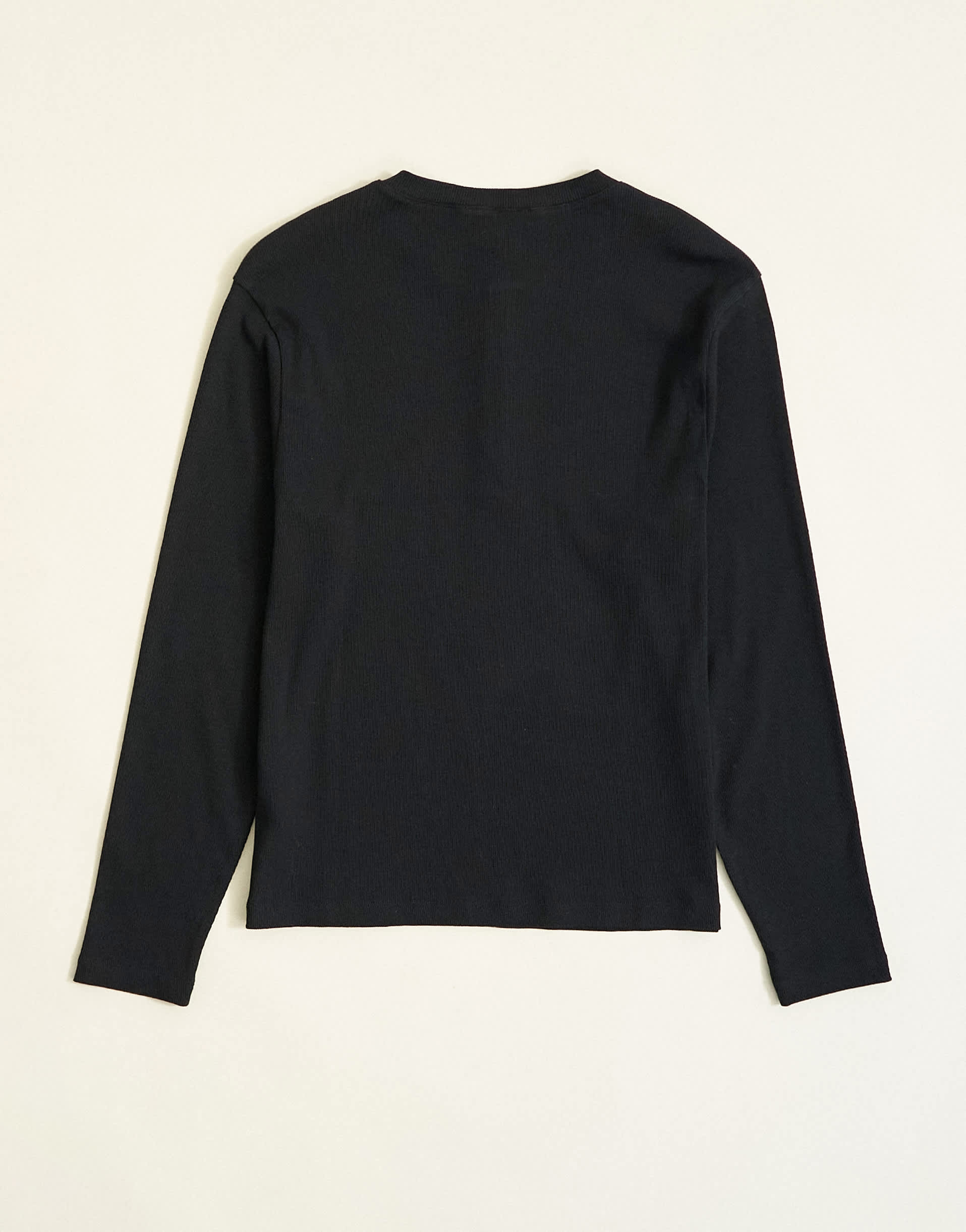 Topman slim fit long sleeve rib henley t-shirt in black