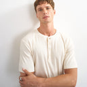Topman slim fit rib henley t-shirt in ecru