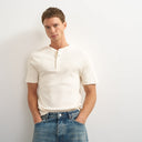 Topman slim fit rib henley t-shirt in ecru