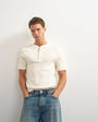 Topman slim fit rib henley t-shirt in ecru