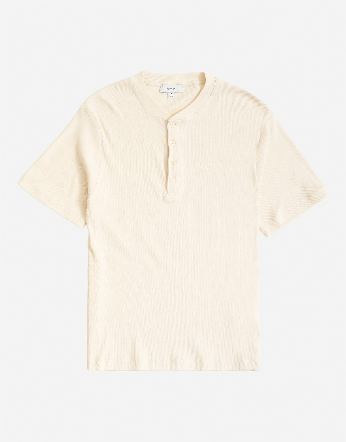 Topman slim fit rib henley t-shirt in ecru