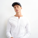 Topman slim fit long sleeve rib henley t-shirt in white