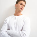 Topman slim fit long sleeve rib henley t-shirt in white