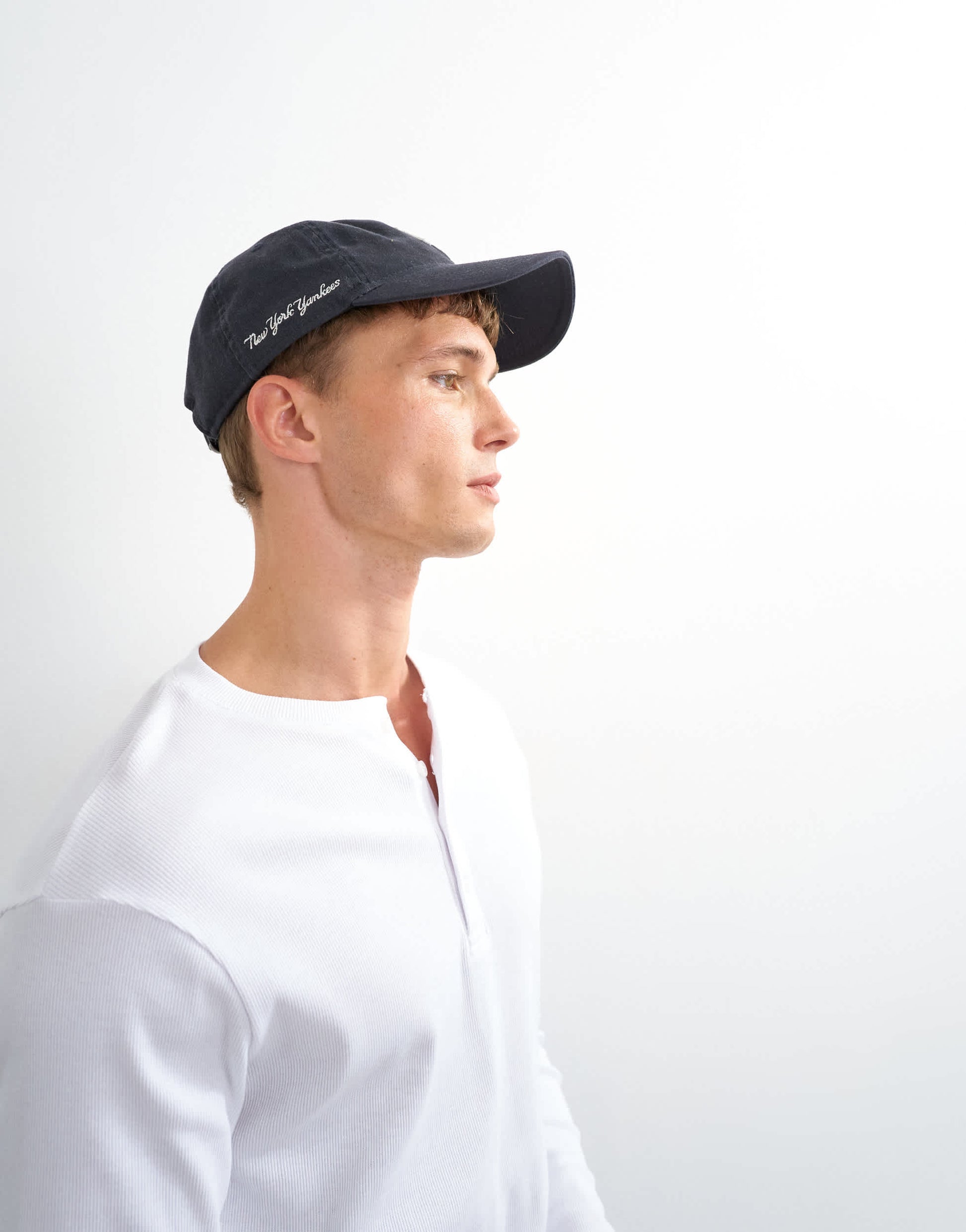 Topman slim fit long sleeve rib henley t-shirt in white