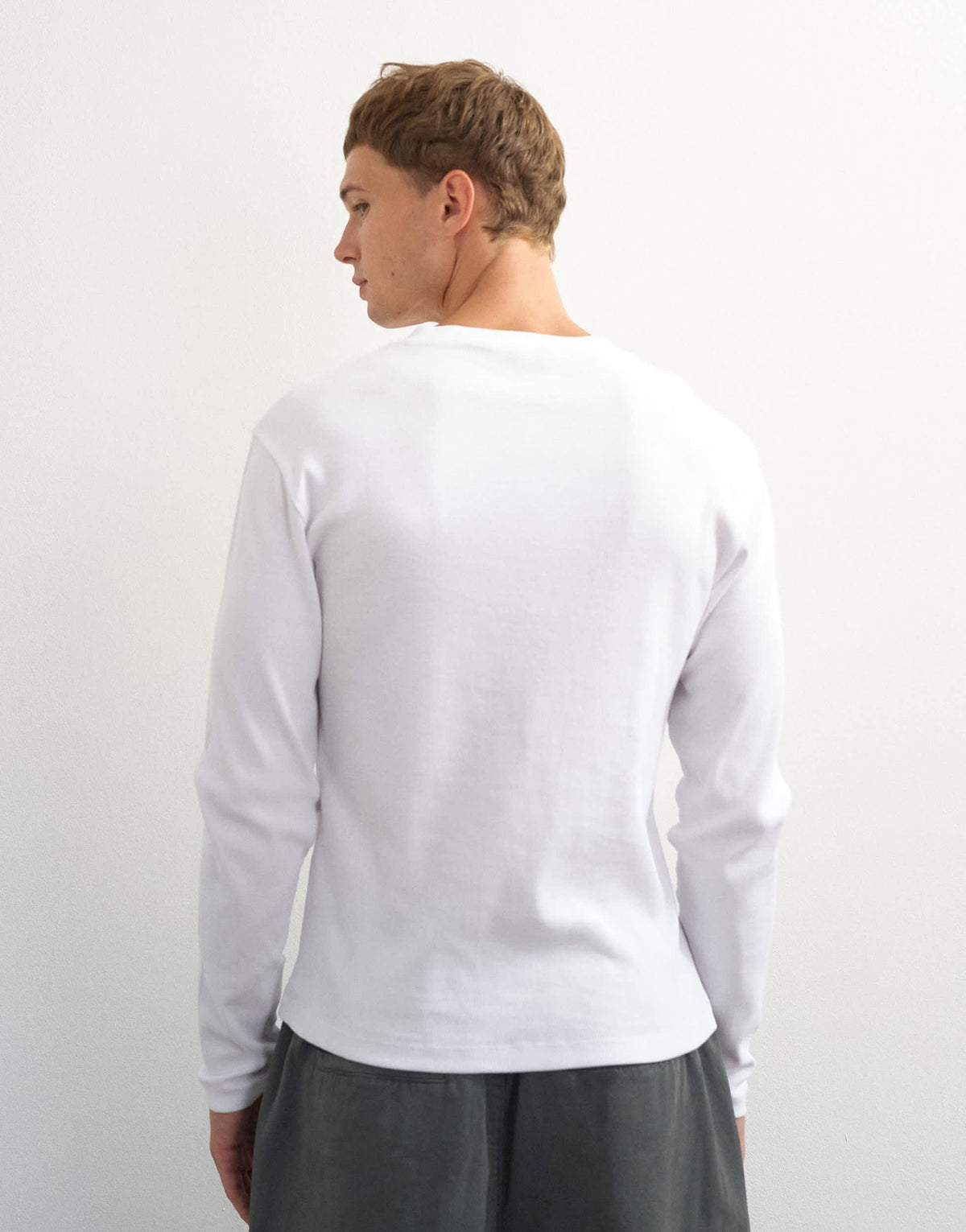 Topman slim fit long sleeve rib henley t-shirt in white