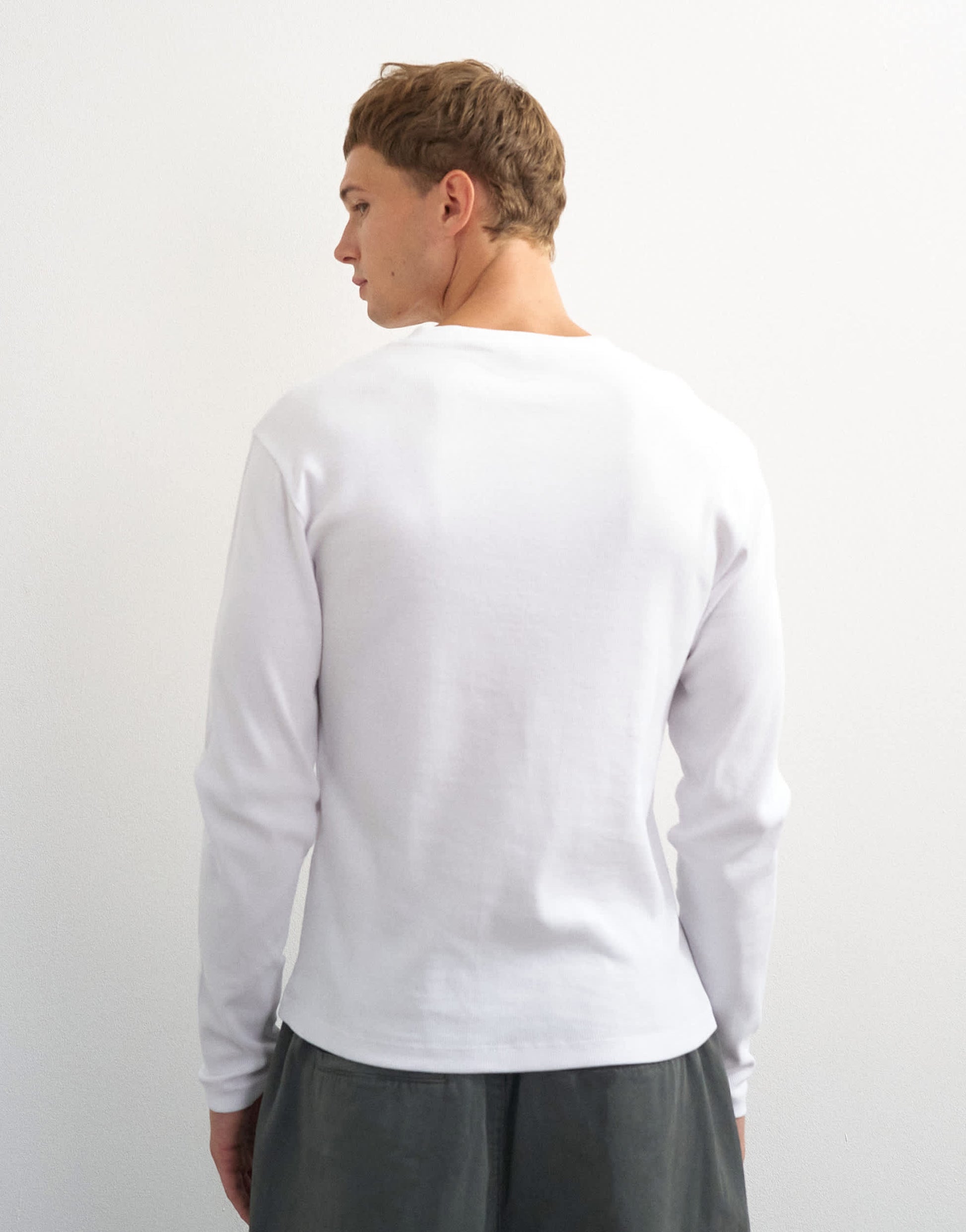 Topman slim fit long sleeve rib henley t-shirt in white