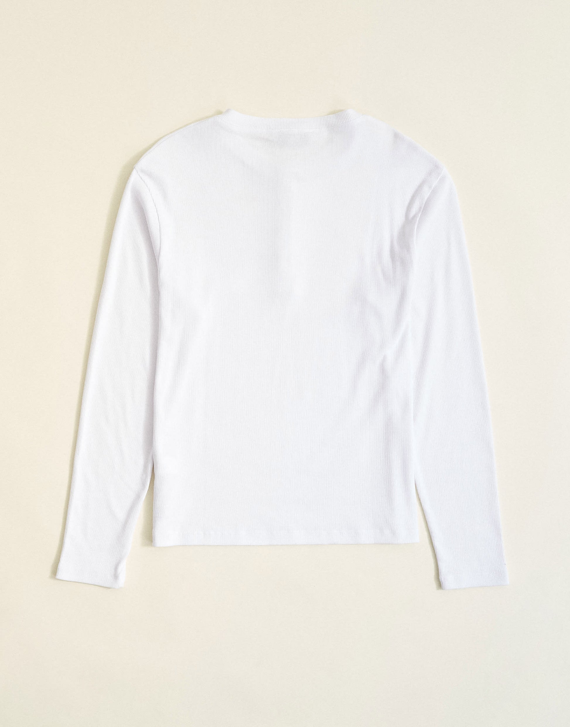 Topman slim fit long sleeve rib henley t-shirt in white