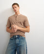 Topman slim fit rib henley t-shirt in light brown