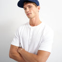 Topman slim fit rib henley t-shirt in white