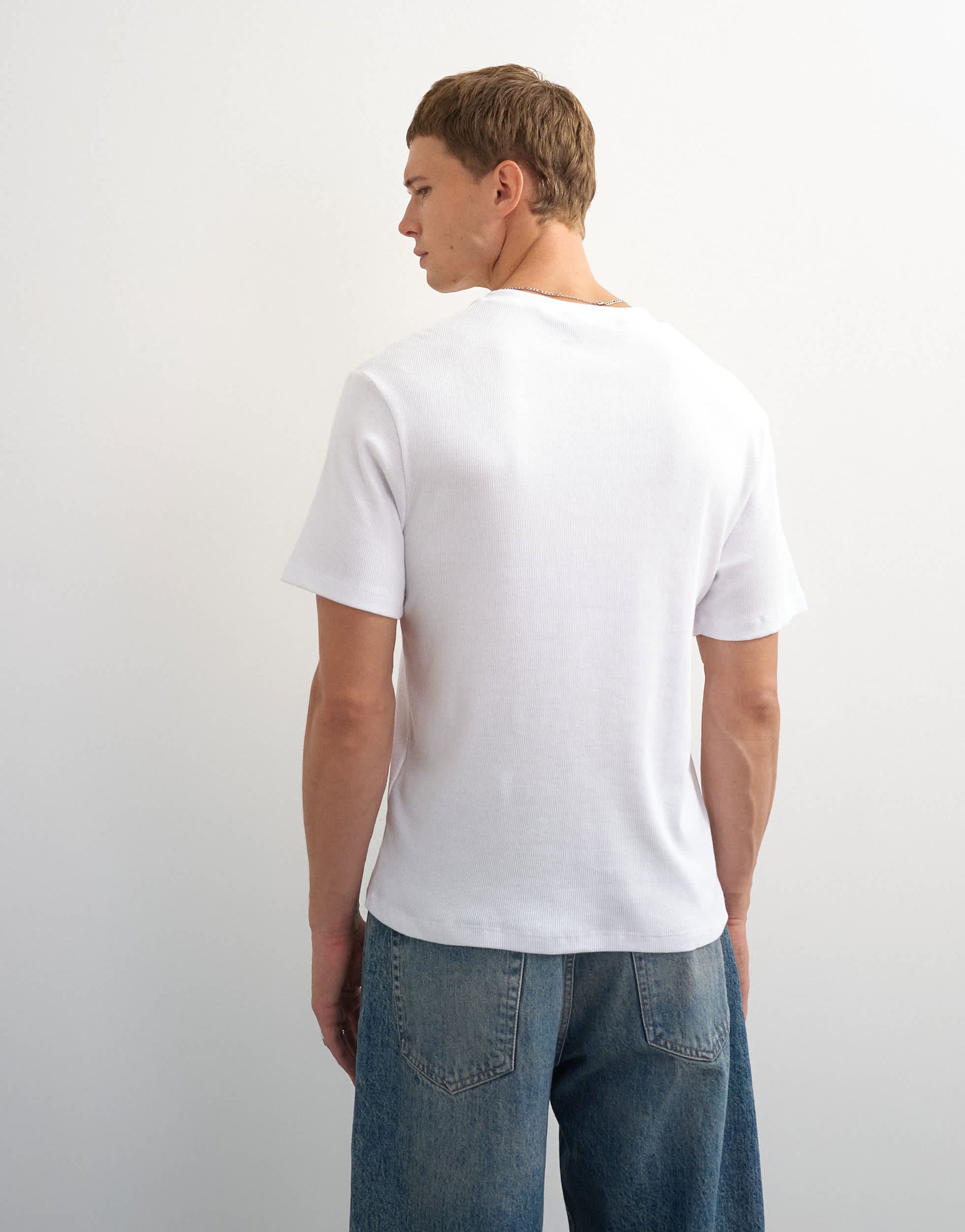 Topman slim fit rib henley t-shirt in white