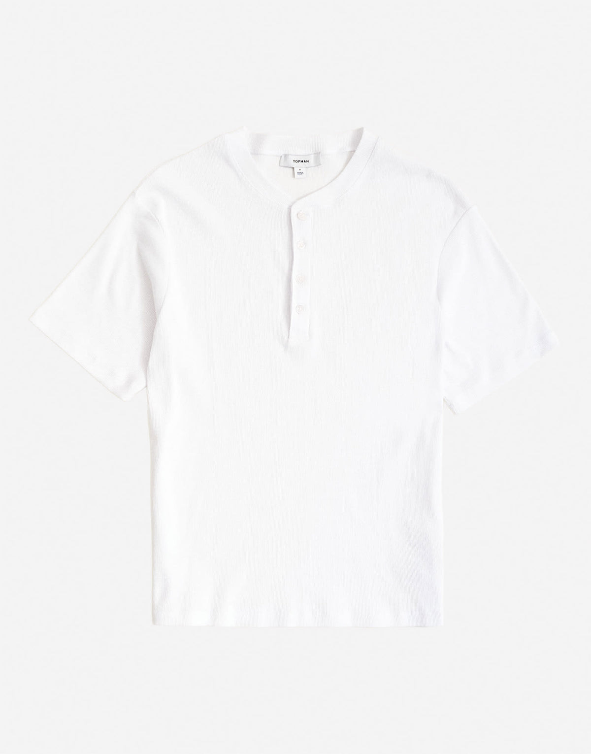 Topman slim fit rib henley t-shirt in white