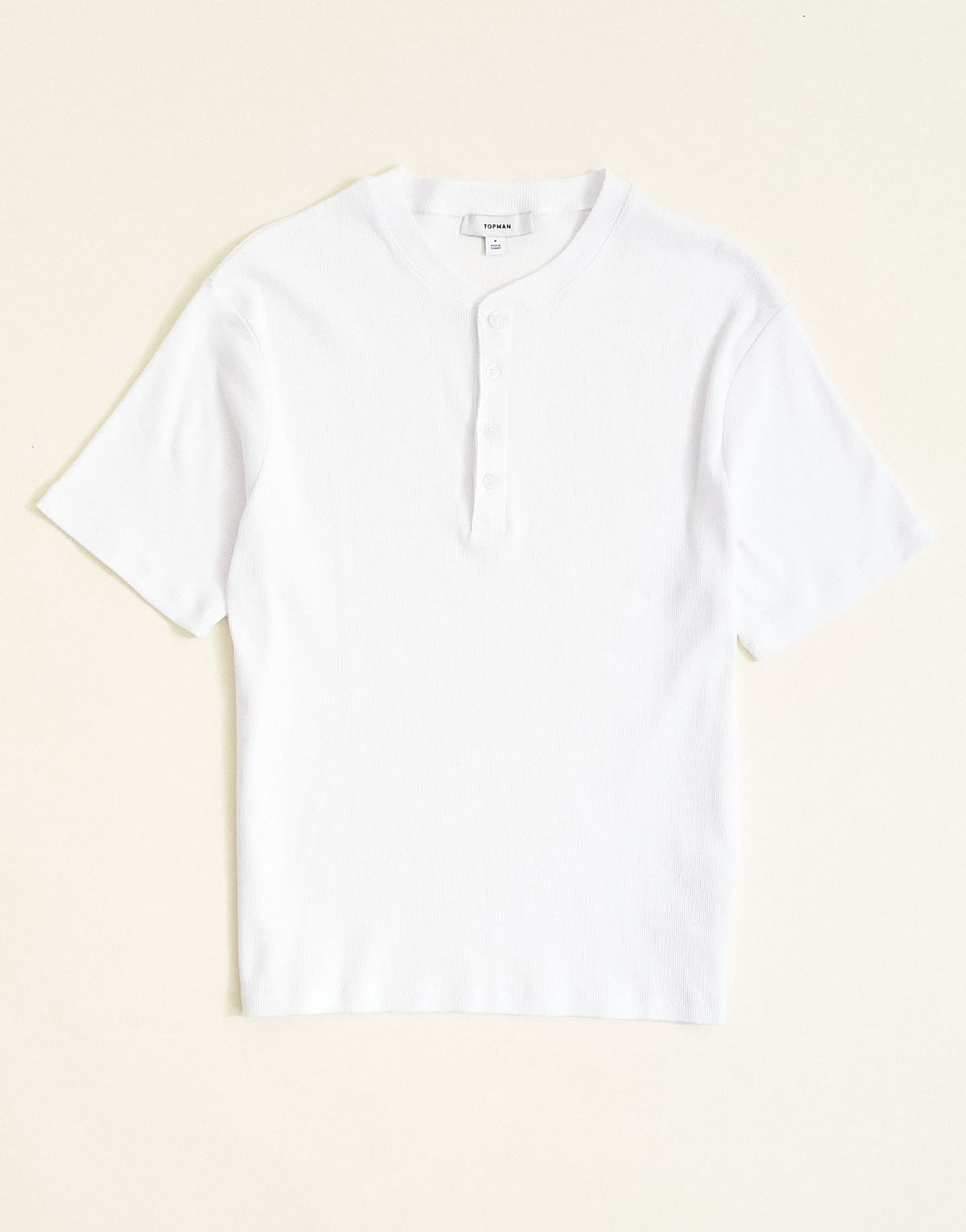 Topman slim fit rib henley t-shirt in white