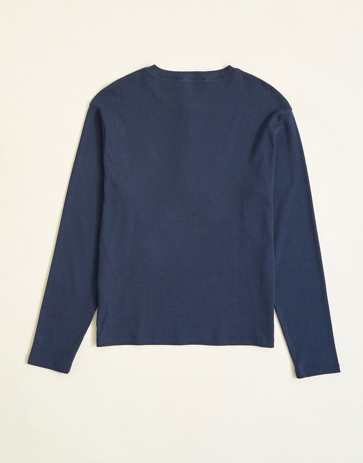Topman slim fit long sleeve rib henley t-shirt in navy