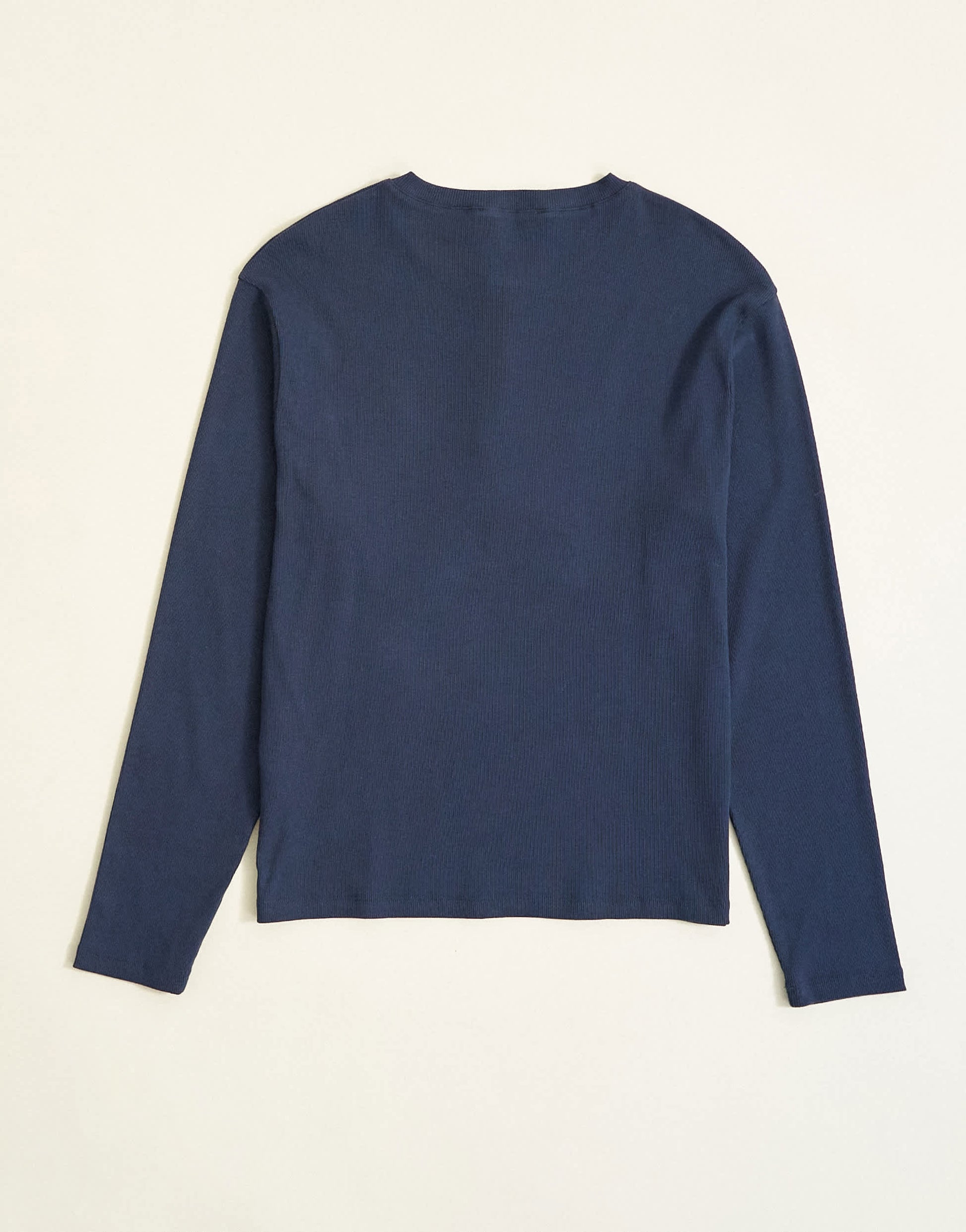 Topman slim fit long sleeve rib henley t-shirt in navy