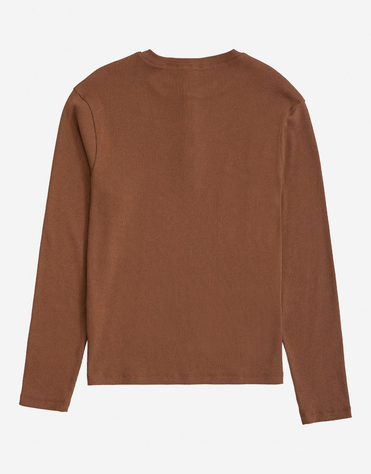 Topman slim fit long sleeve rib henley t-shirt in brown