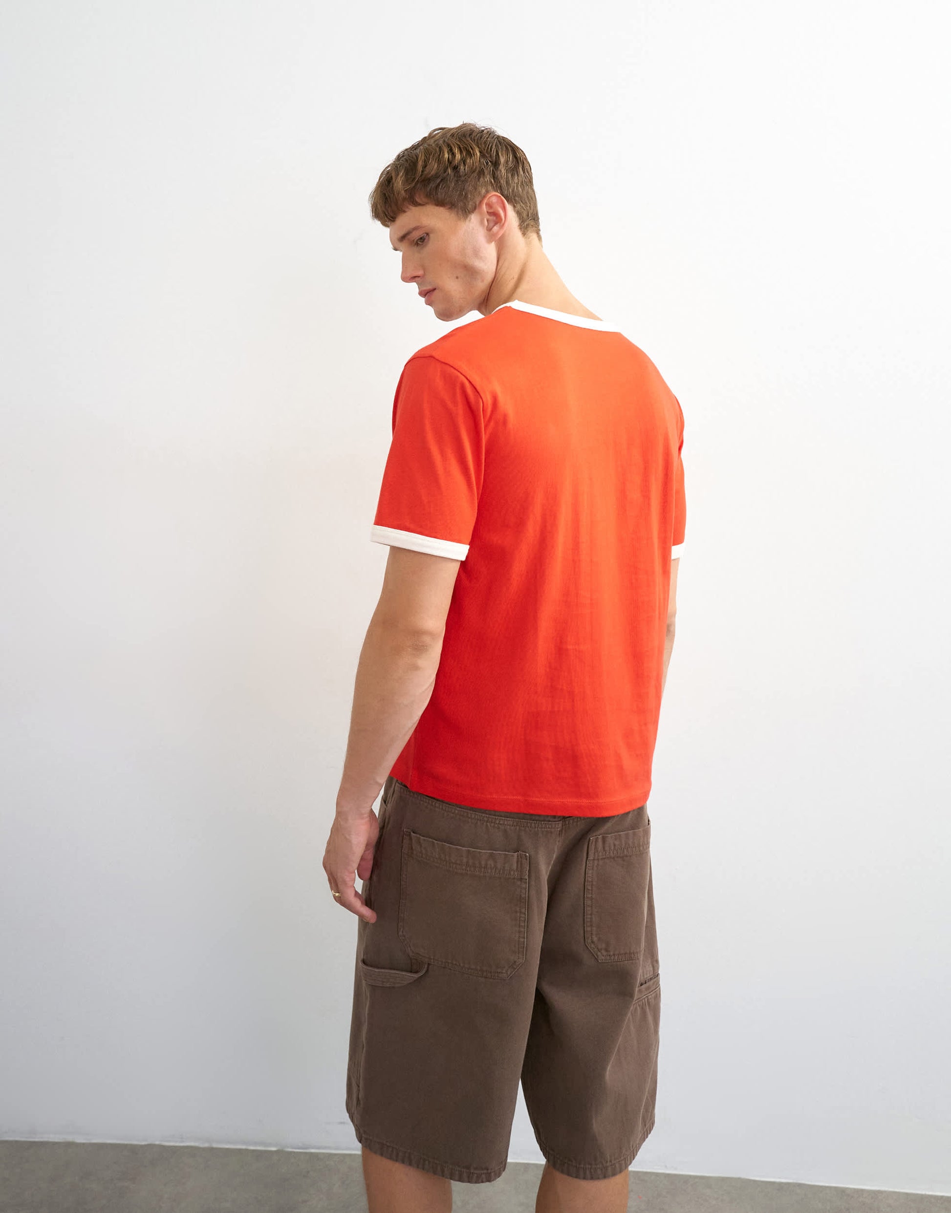 Topman classic fit crop ringer t-shirt in red