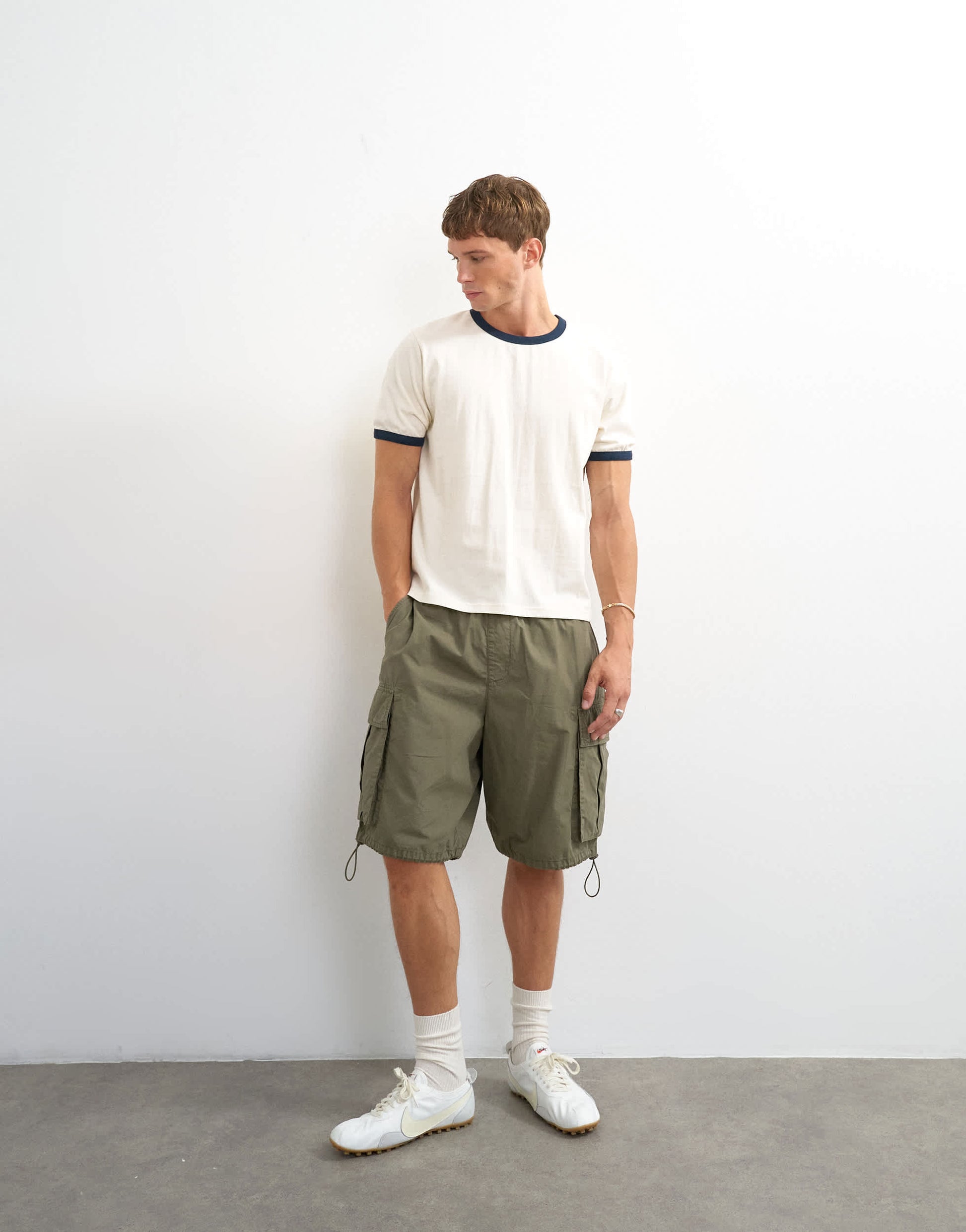 Topman classic fit crop ringer t-shirt in ecru
