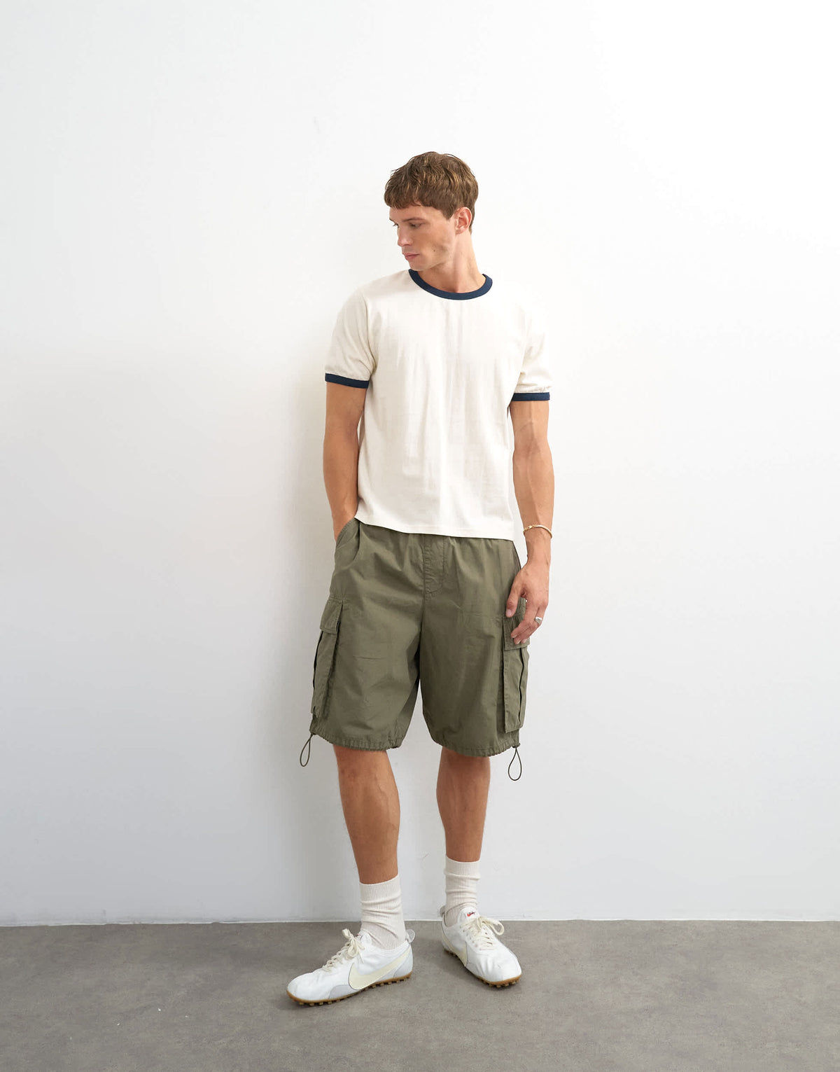 Topman classic fit crop ringer t-shirt in ecru