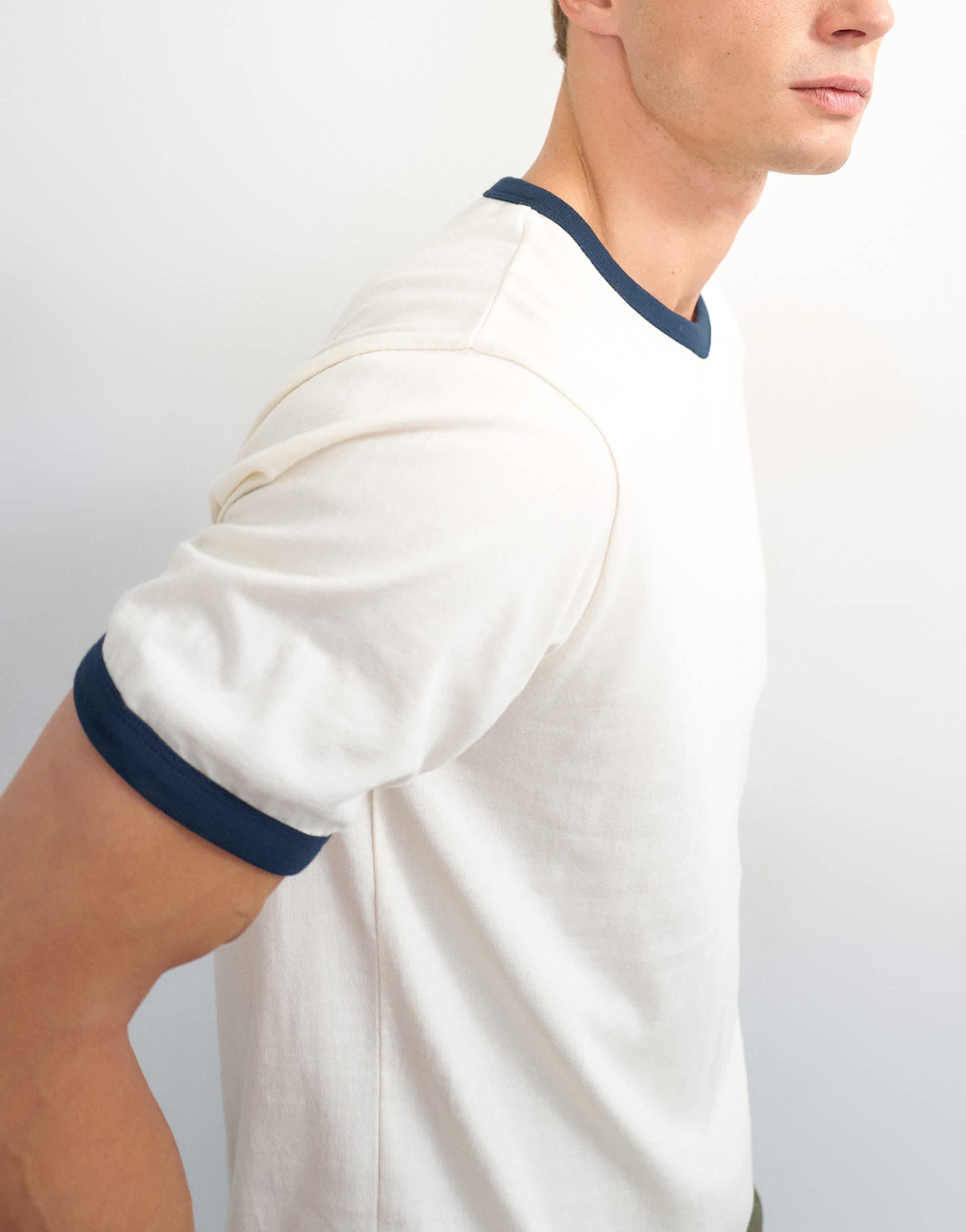 Topman classic fit crop ringer t-shirt in ecru