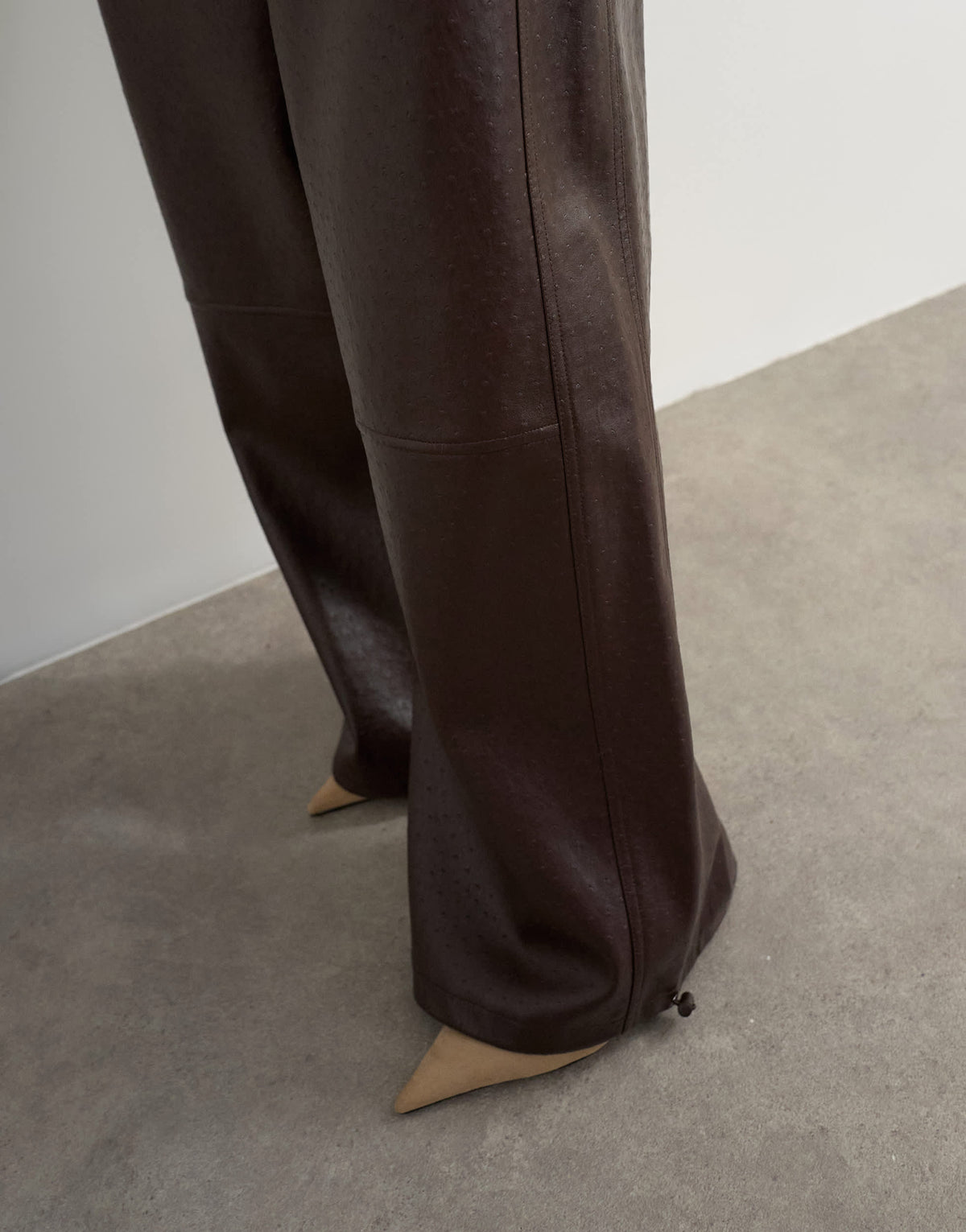 Topshop co-ord faux ostrich leather jogger trousers in brown