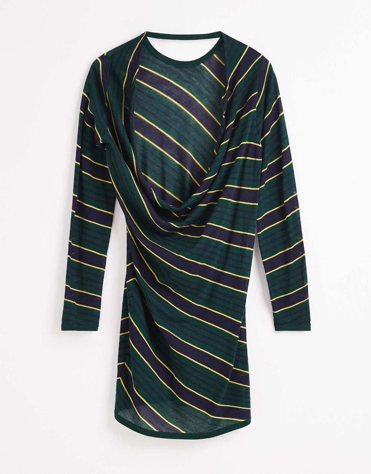 Topshop x Talia Byre semi sheer merino wool cowl back dress in green stripe