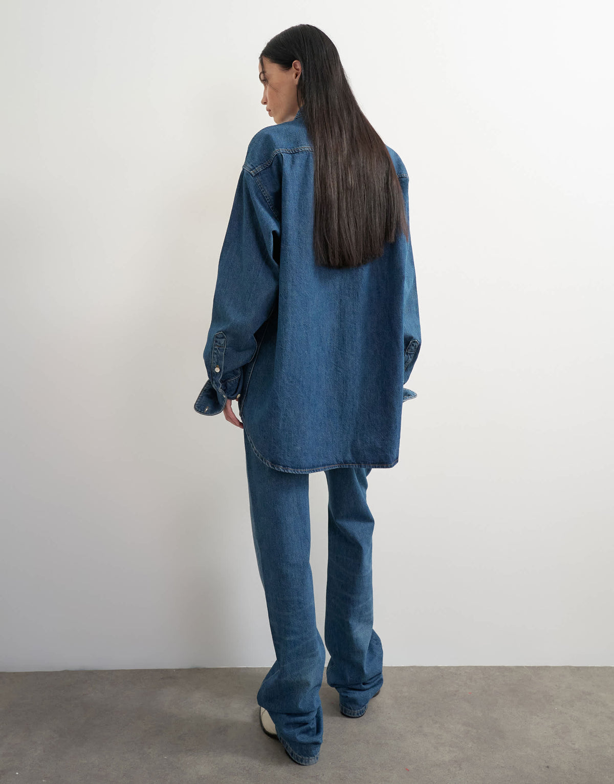 Topshop x Talia Byre wide placket studded shirt in washed blue