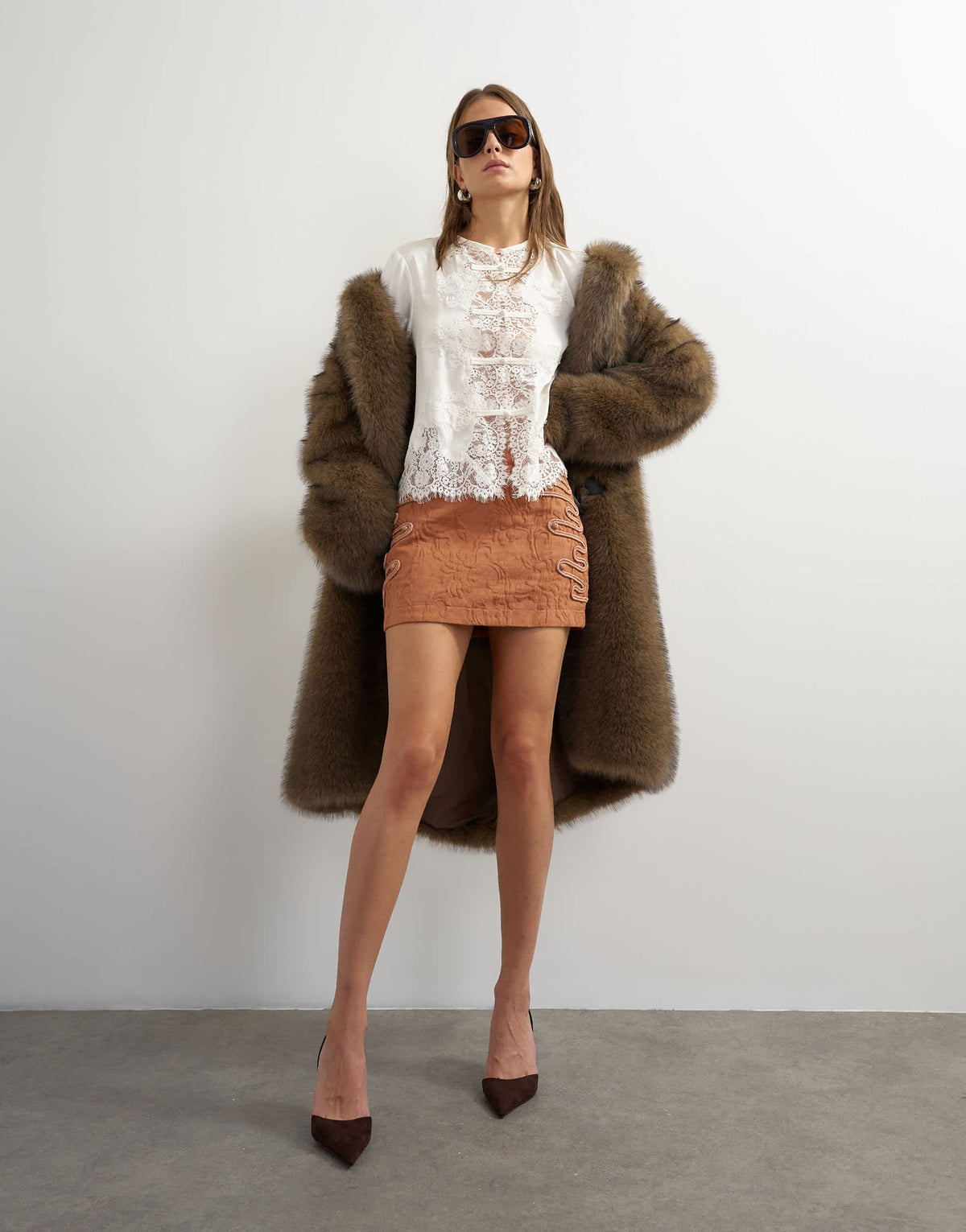 Topshop premium jacquard embellished mini skirt