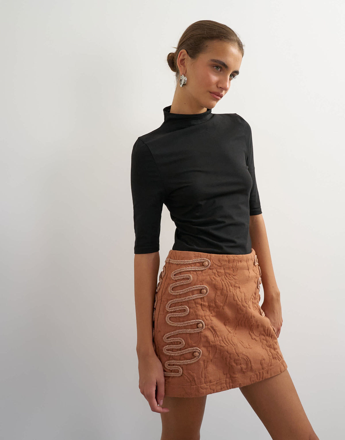 Topshop premium jacquard embellished mini skirt