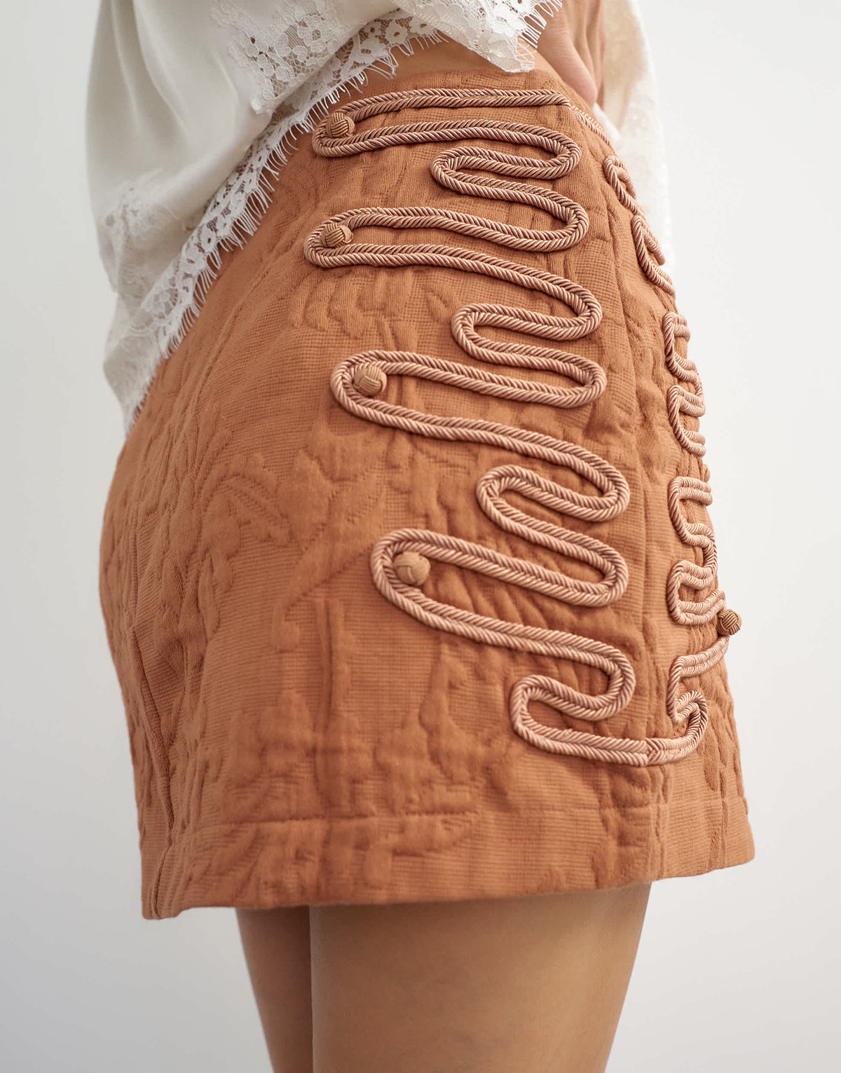 Topshop premium jacquard embellished mini skirt