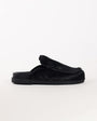 Topshop Alexia long hair on real leather loafer mule in black