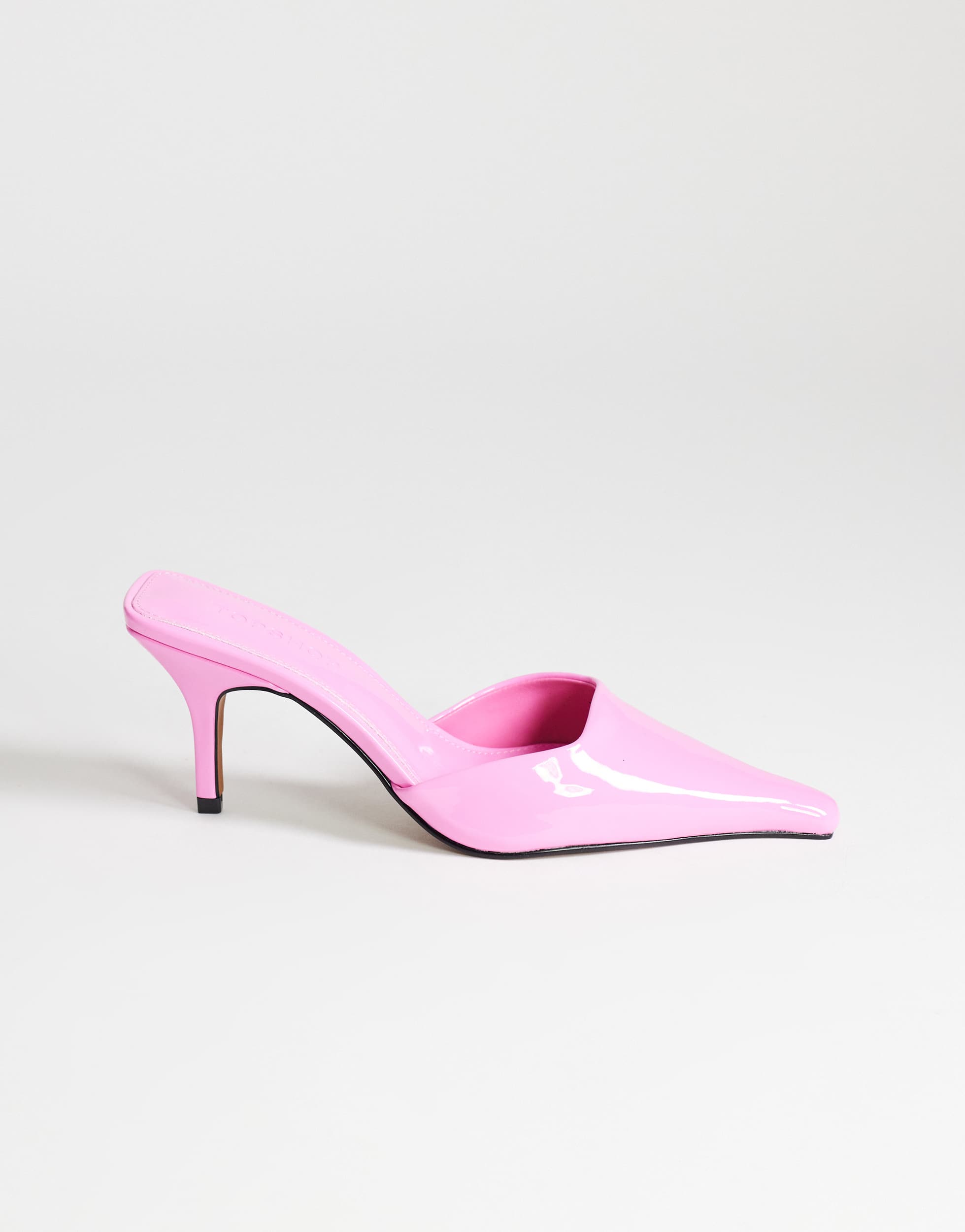 Topshop Alfie pointed heeled court in patent pink