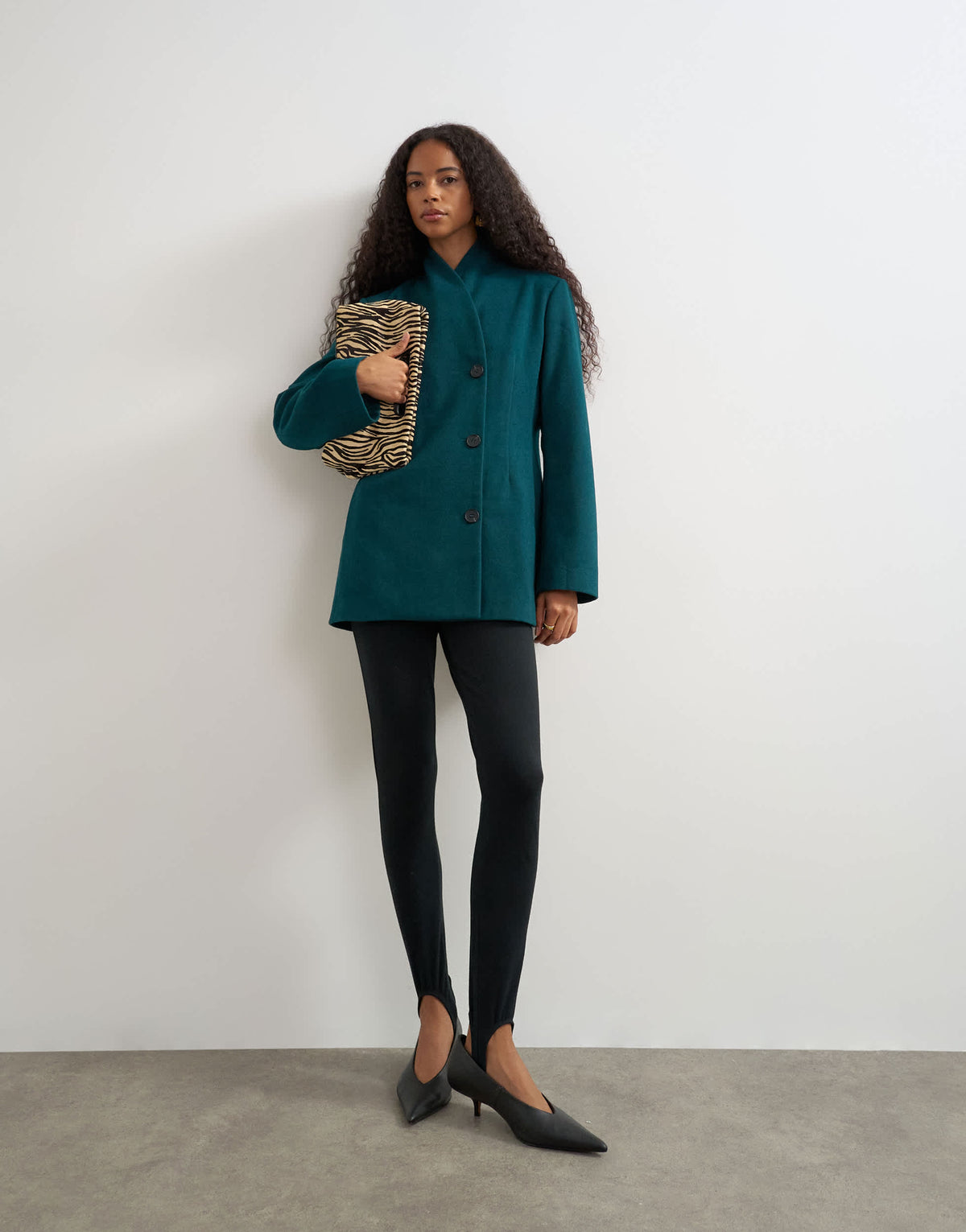 Topshop formal blazer coat in teal
