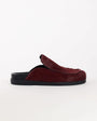 Topshop Alexia long hair on real leather loafer mule in merlot