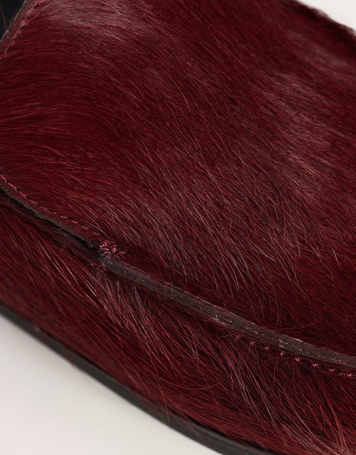 Topshop Alexia long hair on real leather loafer mule in merlot