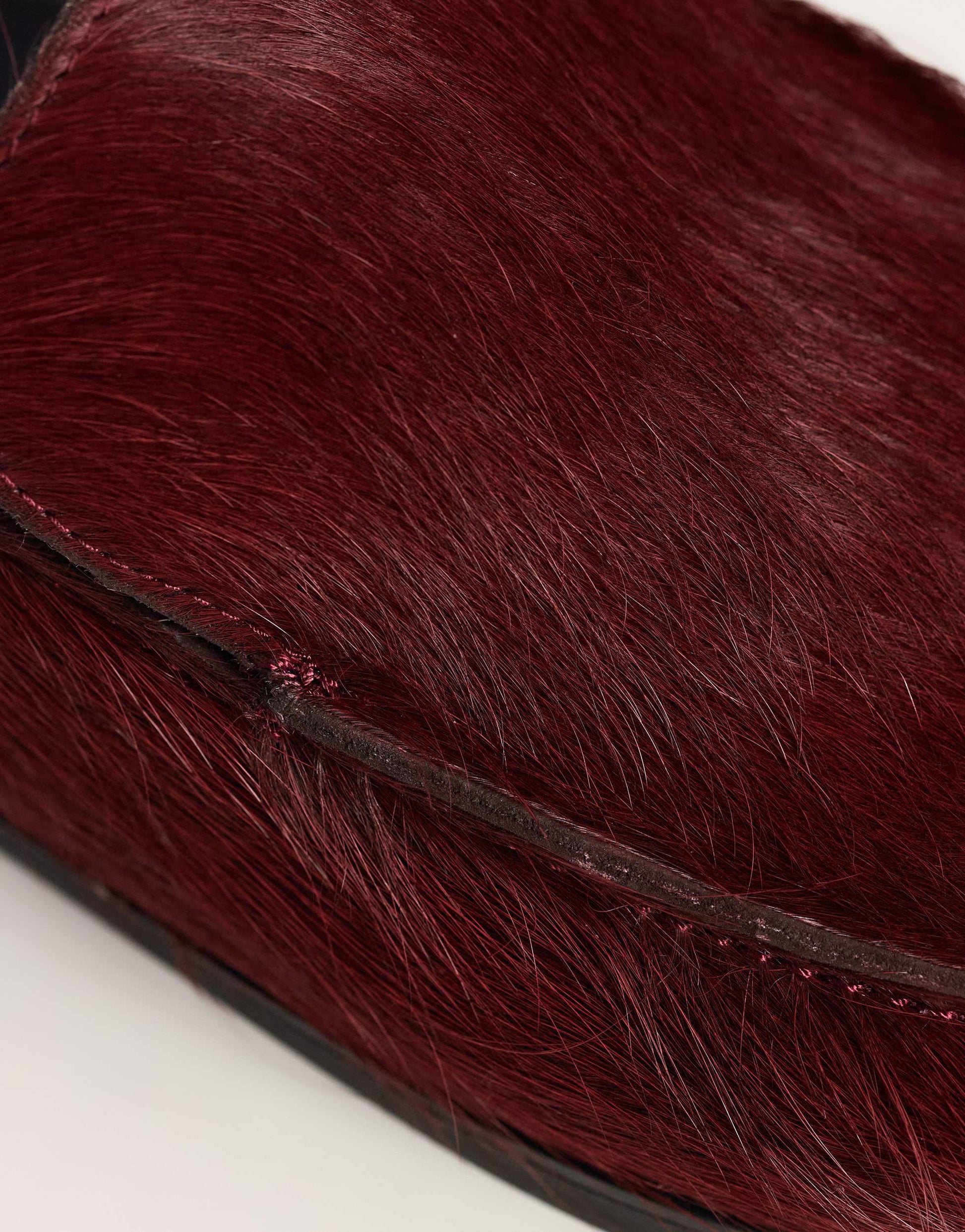 Topshop Alexia long hair on real leather loafer mule in merlot