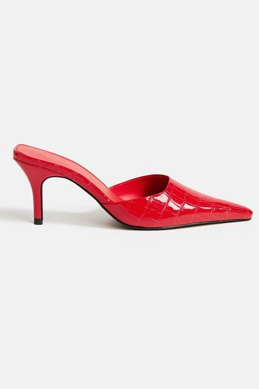 Topshop Alfie pointed heeled court in red croc