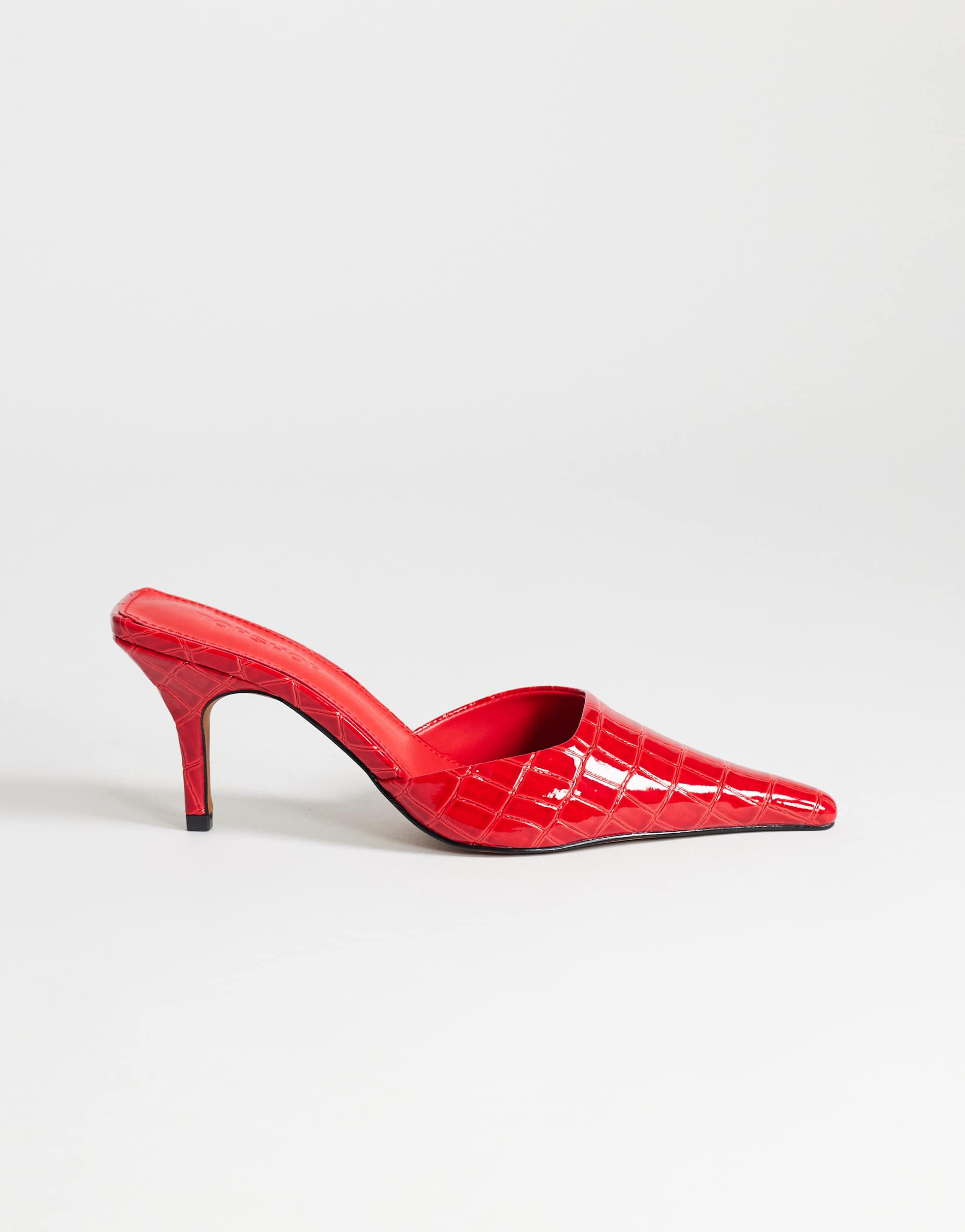 Topshop Alfie pointed heeled court in red croc