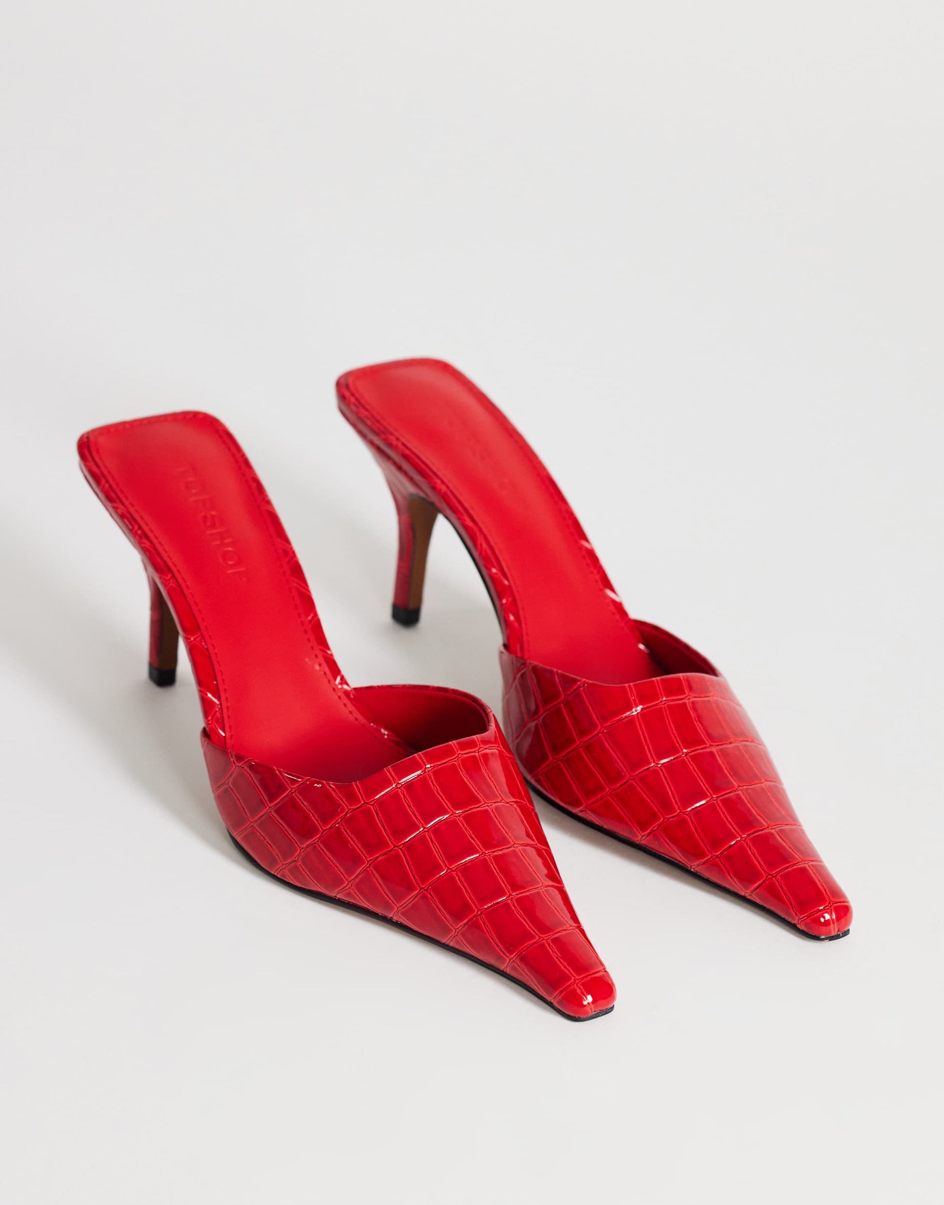 Topshop Alfie pointed heeled court in red croc