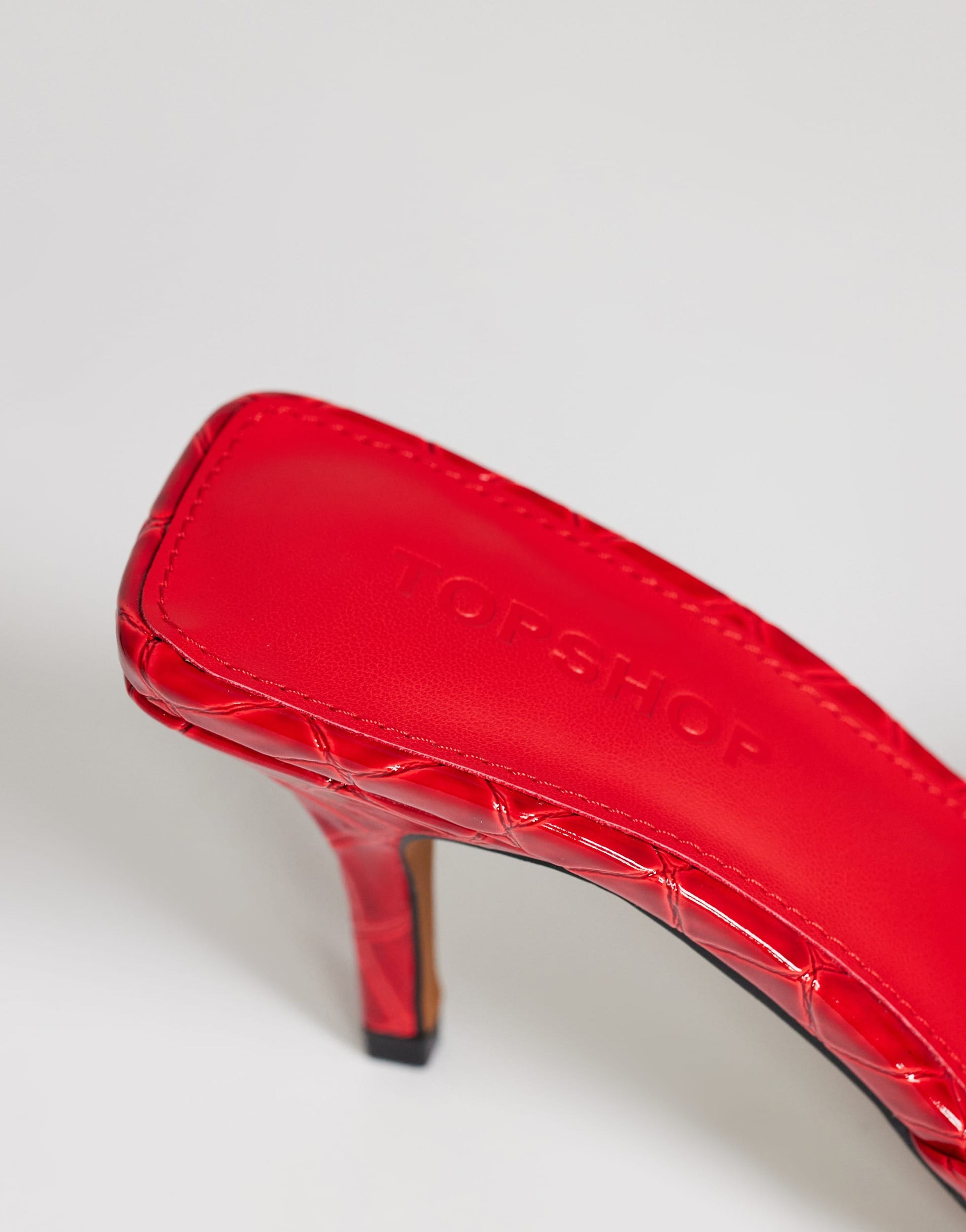 Topshop Alfie pointed heeled court in red croc