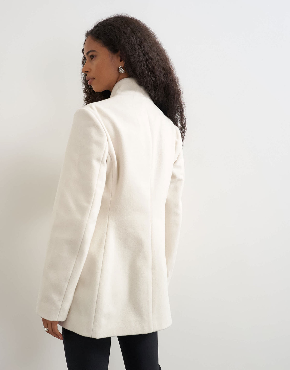 Topshop formal blazer coat in cream