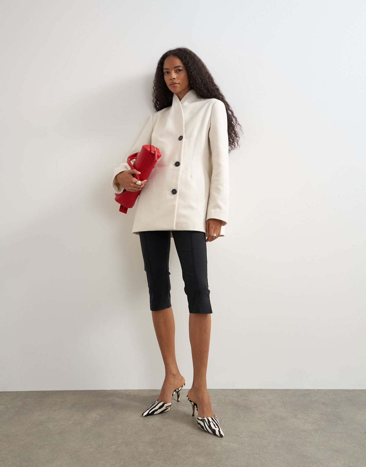 Topshop formal blazer coat in cream
