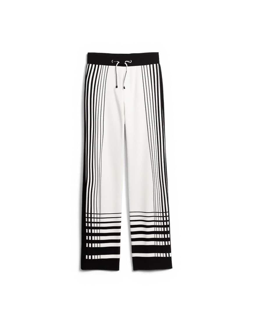 Topshop knitted wide leg trouser in black and ecru