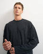 Topman relaxed fit layered t-shirt with waffle sleeve in washed black