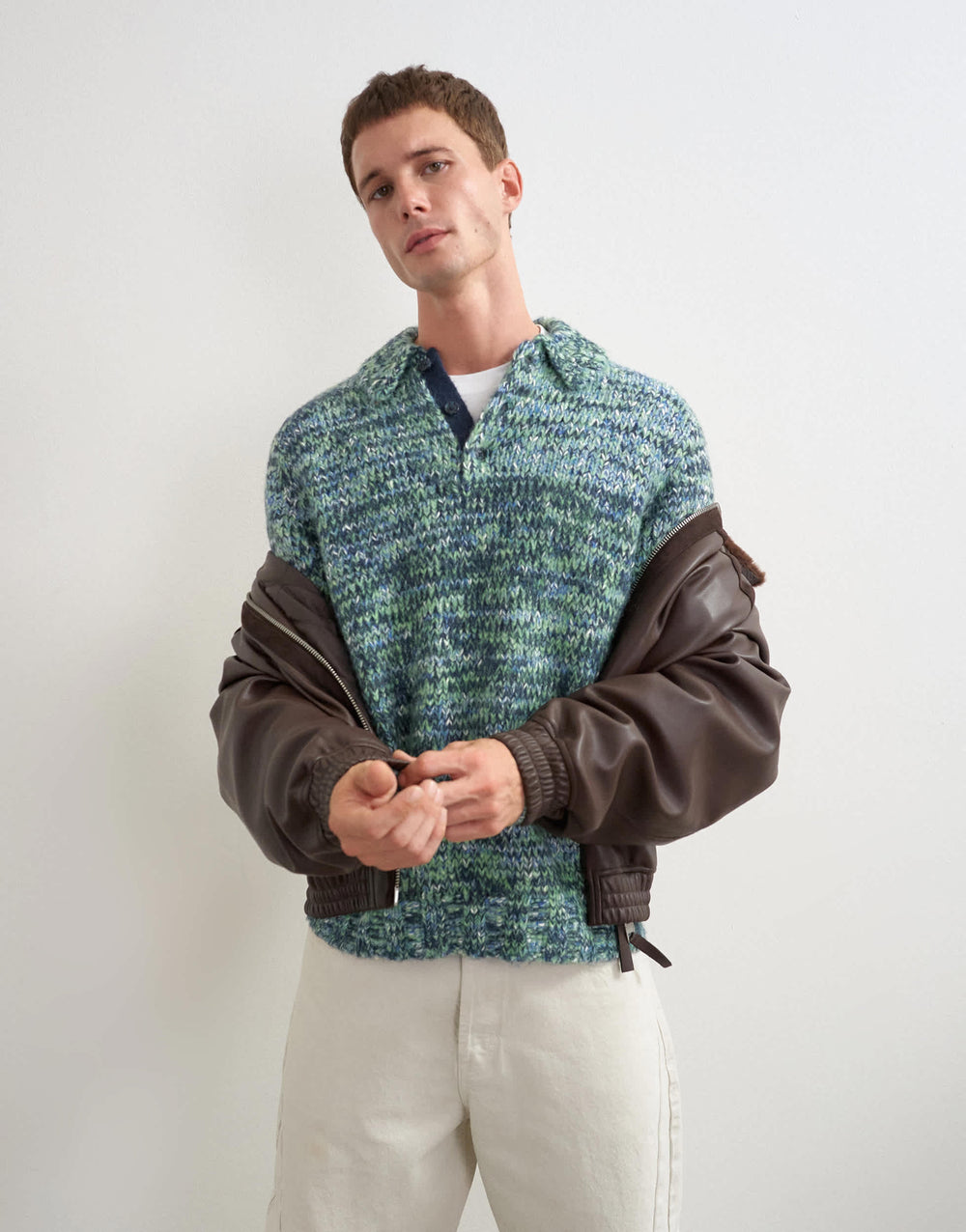 Topman classic fit knitted twist polo in teal