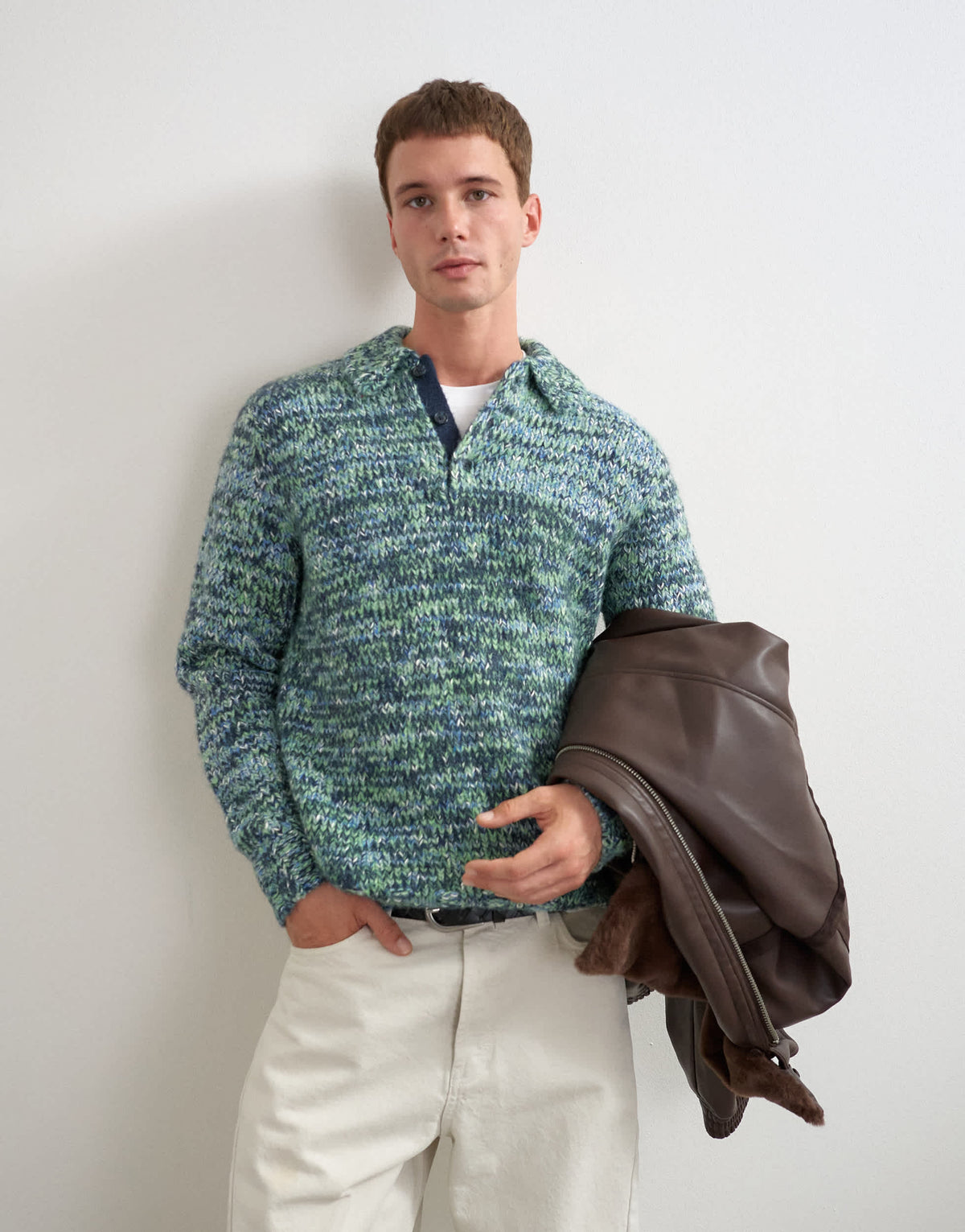 Topman classic fit knitted twist polo in teal