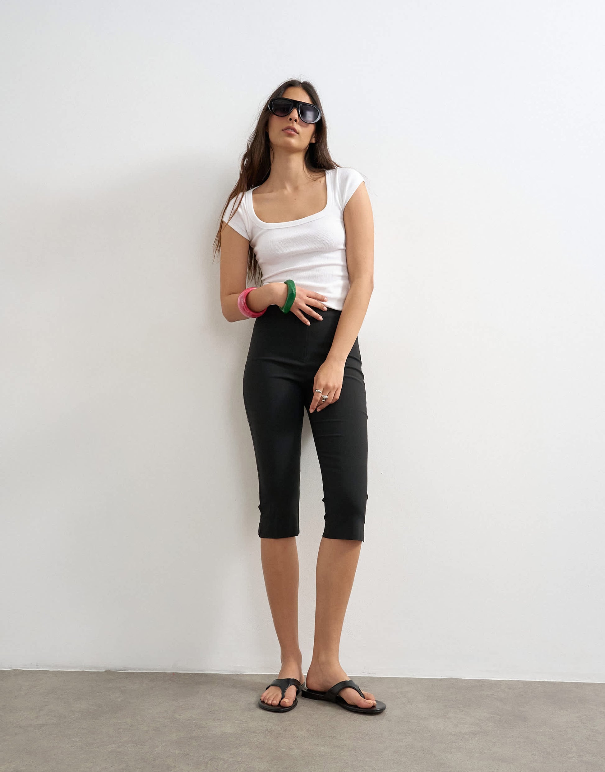 Topshop regular capris in black
