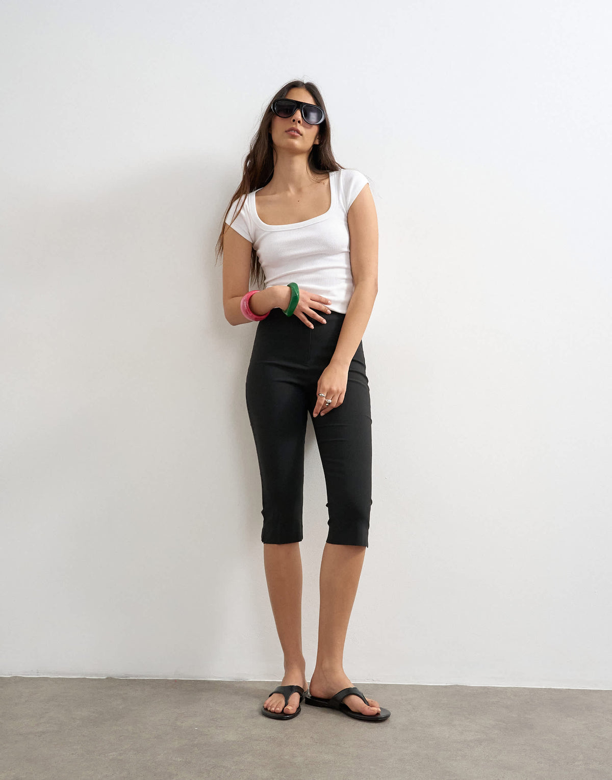 Topshop regular capris in black
